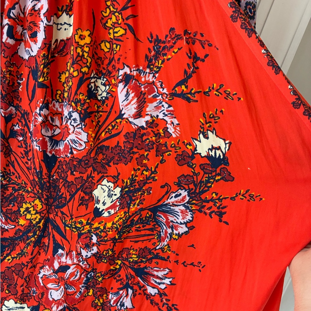 NWOT Free People Positano Floral Boho Blouse Orange Blue S - Picture 10 of 11